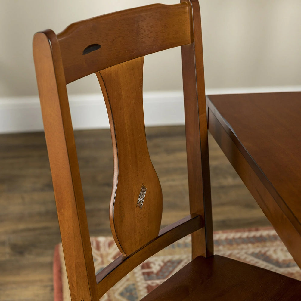 Set of 2 Dark Oak Wood Dining Chairs Corova
