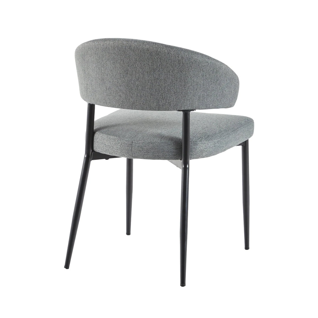 Set of 2 Charcoal Curved Back Upholstered Dining Chair Rhianon