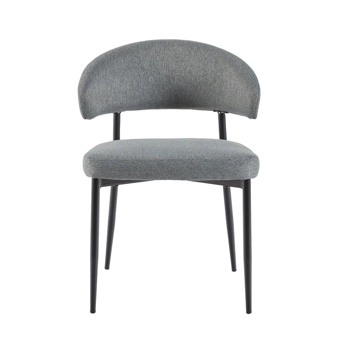 Set of 2 Charcoal Curved Back Upholstered Dining Chair Rhianon