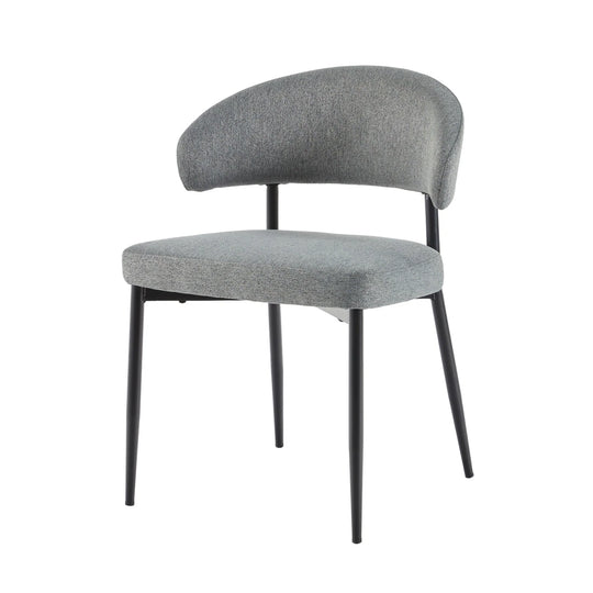 Set of 2 Charcoal Curved Back Upholstered Dining Chair Rhianon