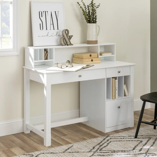 White Desk with Hutch Klara