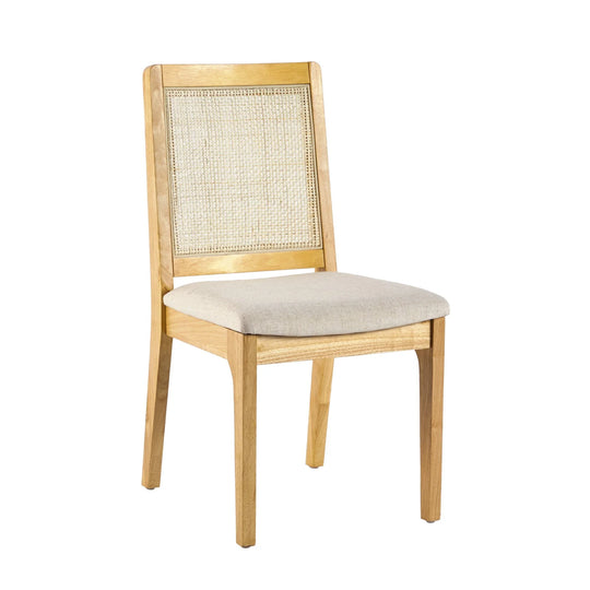Set of 2 Natural Dining Chair with Rattan Inset Back Kaylani