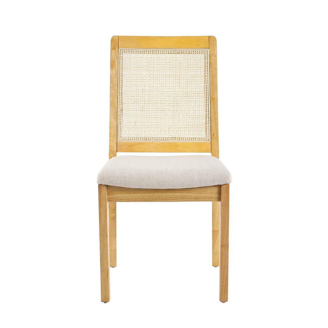 Set of 2 Natural Dining Chair with Rattan Inset Back Kaylani