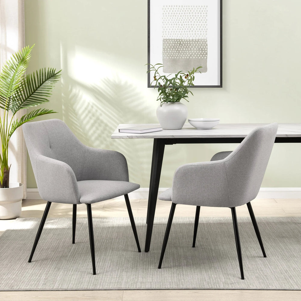 Set if 2 Fog Grey Upholstered Dining Arm Chair Palermo