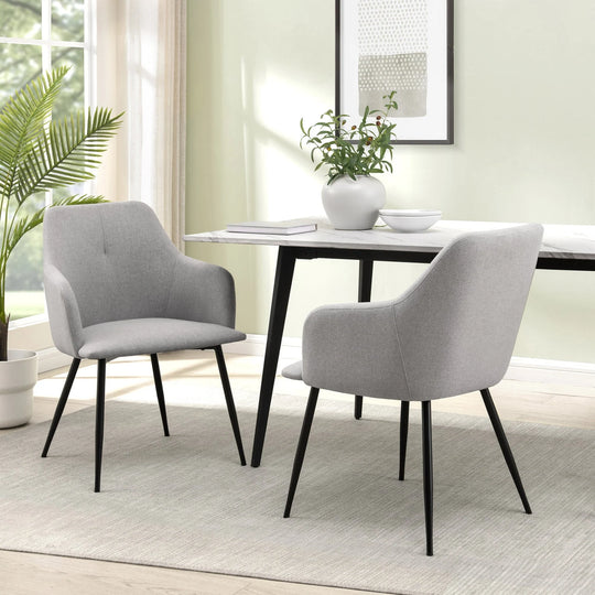 Set if 2 Fog Grey Upholstered Dining Arm Chair Palermo