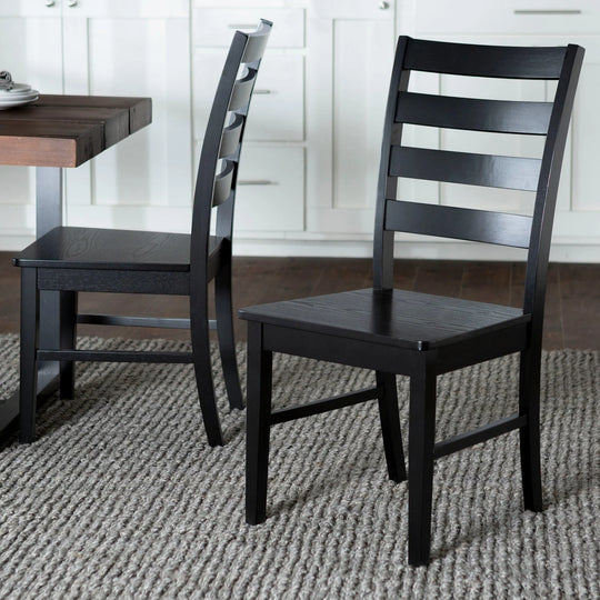 Set of 2 Back Dining Chairs Nero