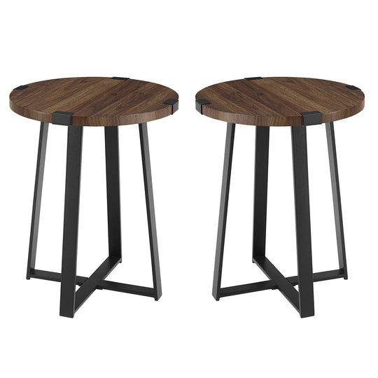 Set of 2 Metal Wrap 46 cm Side Table Dark Walnut Draughn