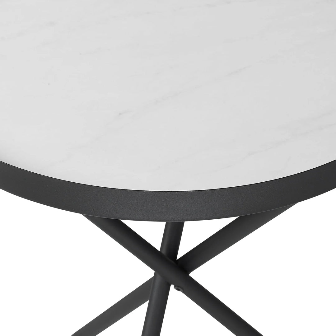 Side Table Black/Grey Marble Vanalstyne