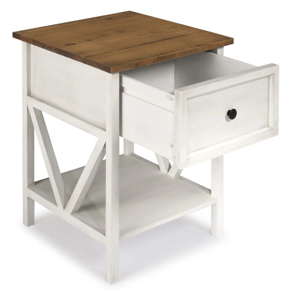 Wood Side Table Rustic Oak/White Wash Vivenne