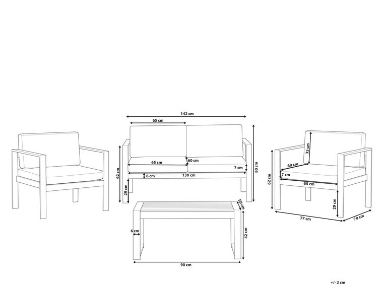 4 Seater Aluminium Garden Sofa Set Dark Grey Salerno