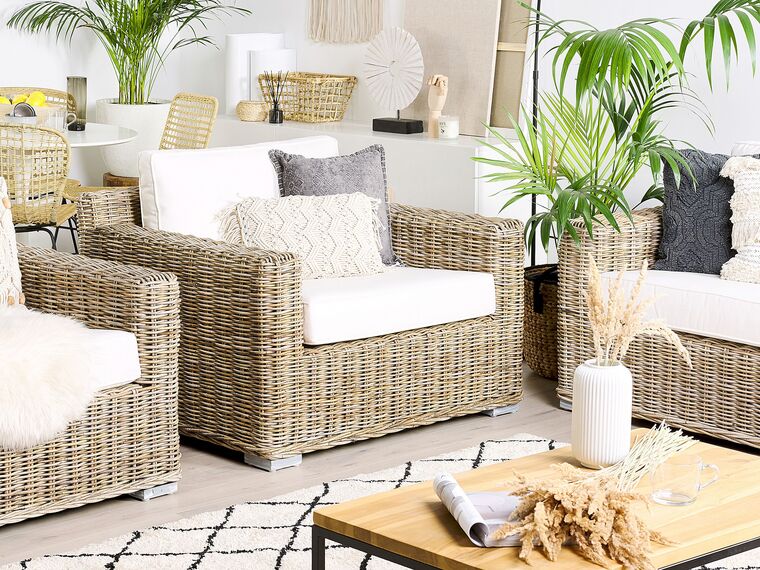 4 Seater Rattan Garden Sofa Set Natural Ardea