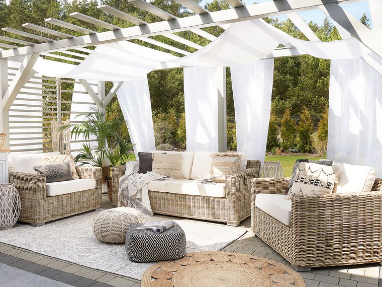 4 Seater Rattan Garden Sofa Set Natural Ardea