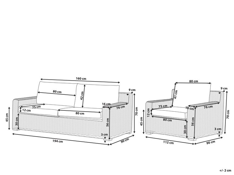 4 Seater Rattan Garden Sofa Set Natural Ardea