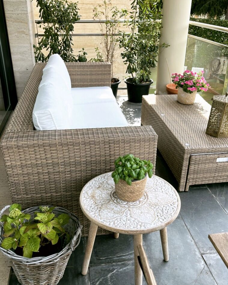 3 Seater PE Rattan Garden Sofa Set White Belluno