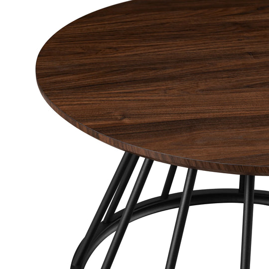 Modern Round Coffee Table with Metal Base Dark Walnut Vardell
