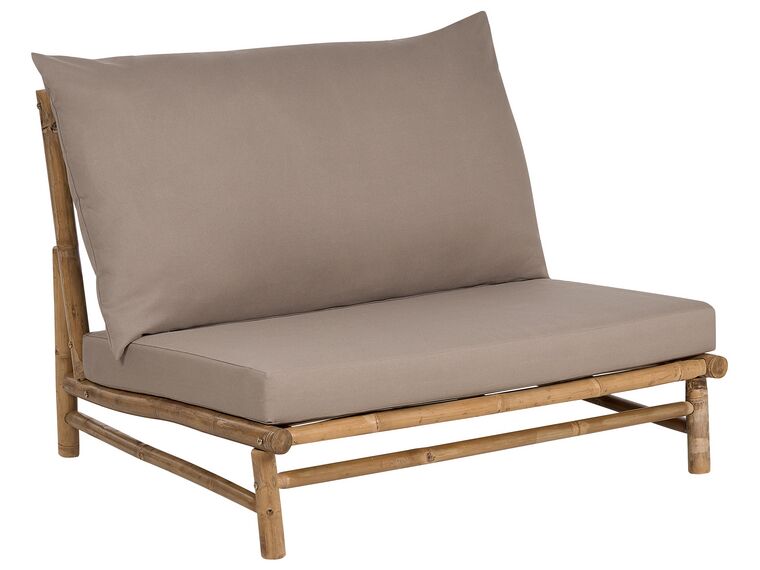 2 Seater Bamboo Lounge Set Light Wood and Taupe Todi
