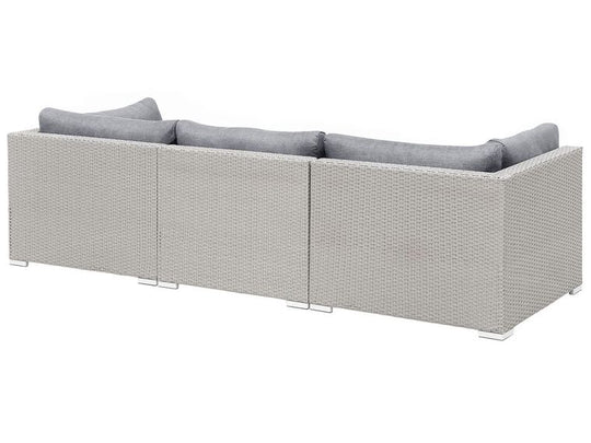 Left Hand 4 Seater PE Rattan Garden Modular Corner Sofa Set Grey Sano II