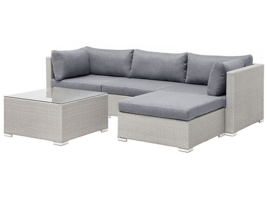 Left Hand 4 Seater PE Rattan Garden Modular Corner Sofa Set Grey Sano II