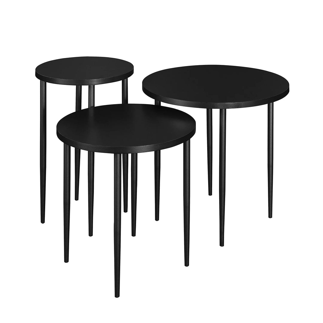 Set of 3 Modern Round Nesting Coffee Tables Black Emilly