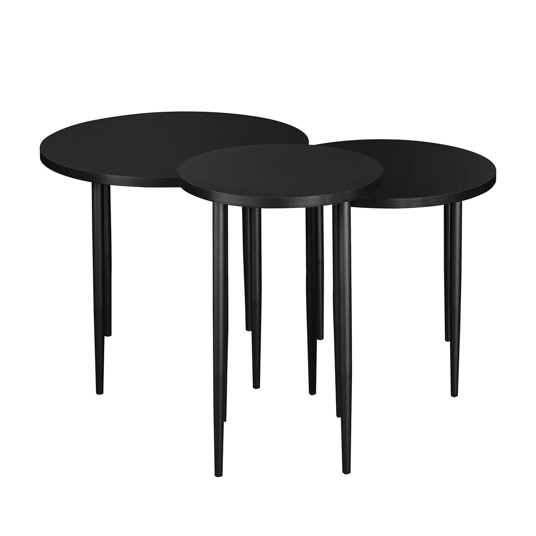 Set of 3 Modern Round Nesting Coffee Tables Black Emilly