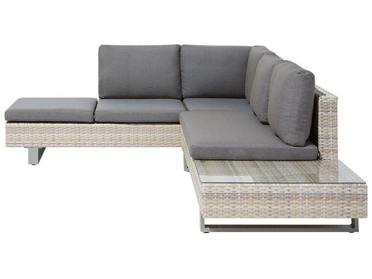 5 Seater PE Rattan Garden Corner Sofa Set Grey Lanciano