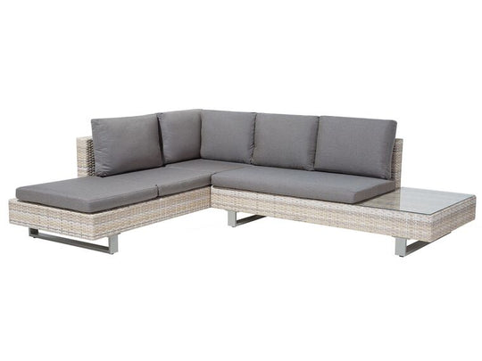 5 Seater PE Rattan Garden Corner Sofa Set Grey Lanciano