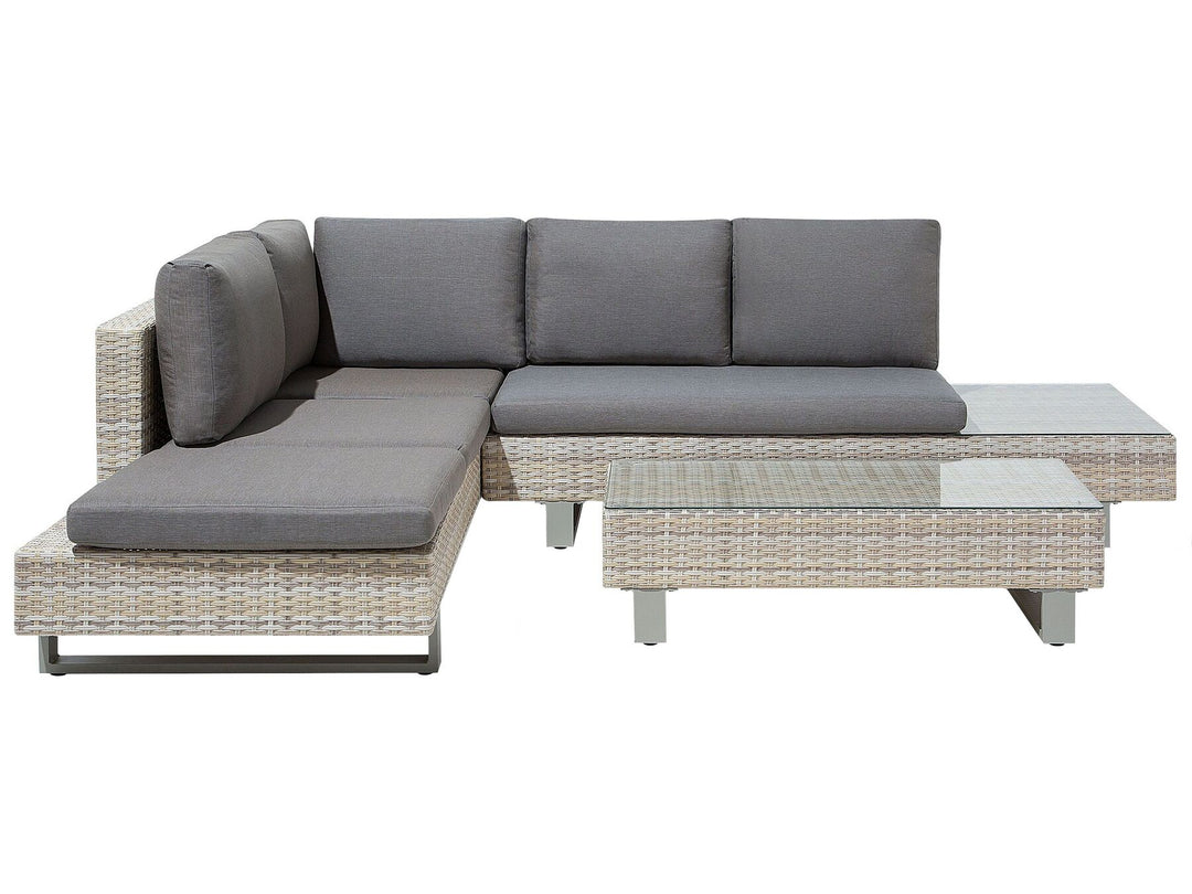 5 Seater PE Rattan Garden Corner Sofa Set Grey Lanciano