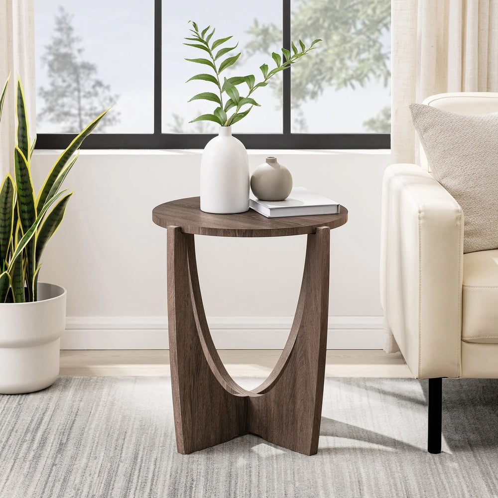 Round Side Table with Open Crossed Arch Base Luna