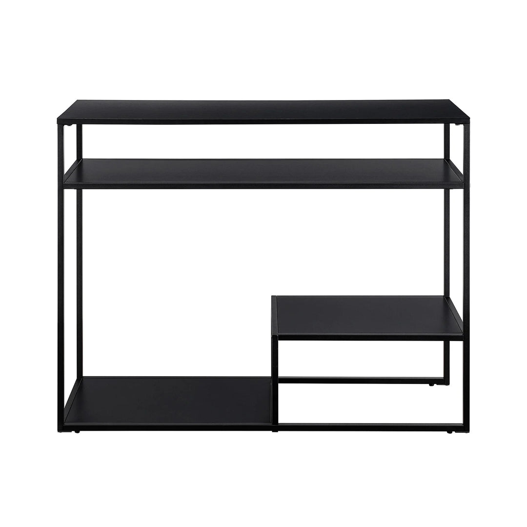 Modern Console Table with Tiered Shelves Black Edingo