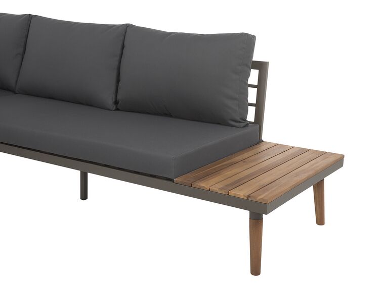 5 Seater Acacia Wood Garden Corner Sofa Set Grey Corato