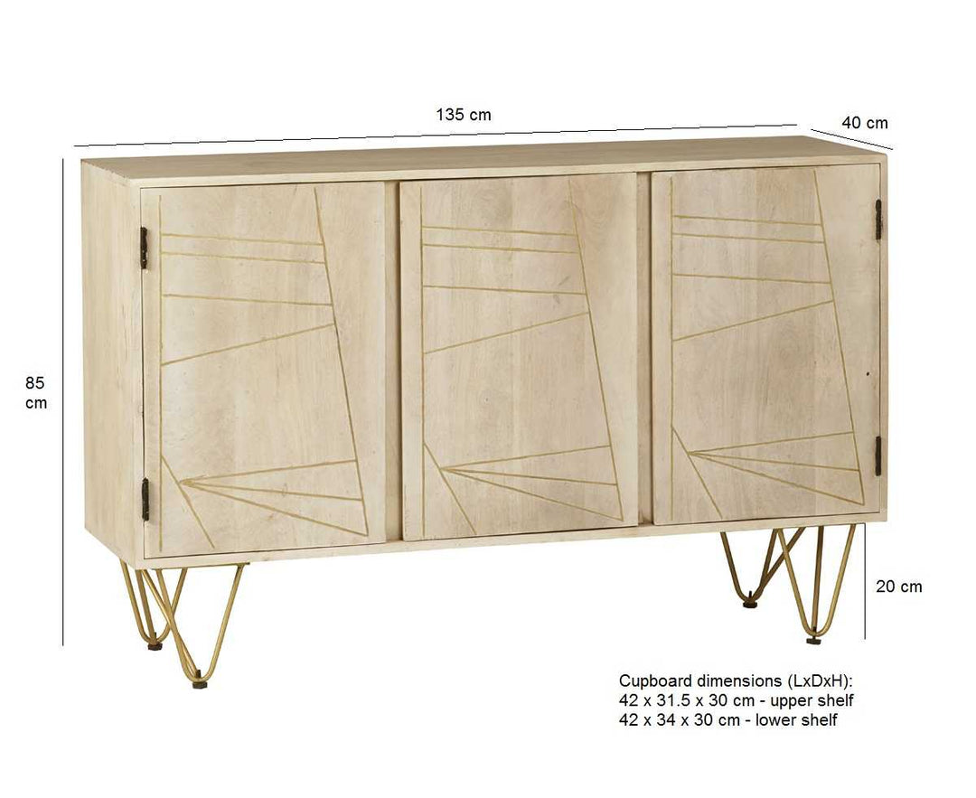 ?? Large Sideboard 3 Doors Light Gold