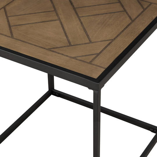 Square Side Table with Parquet Top Lorinda