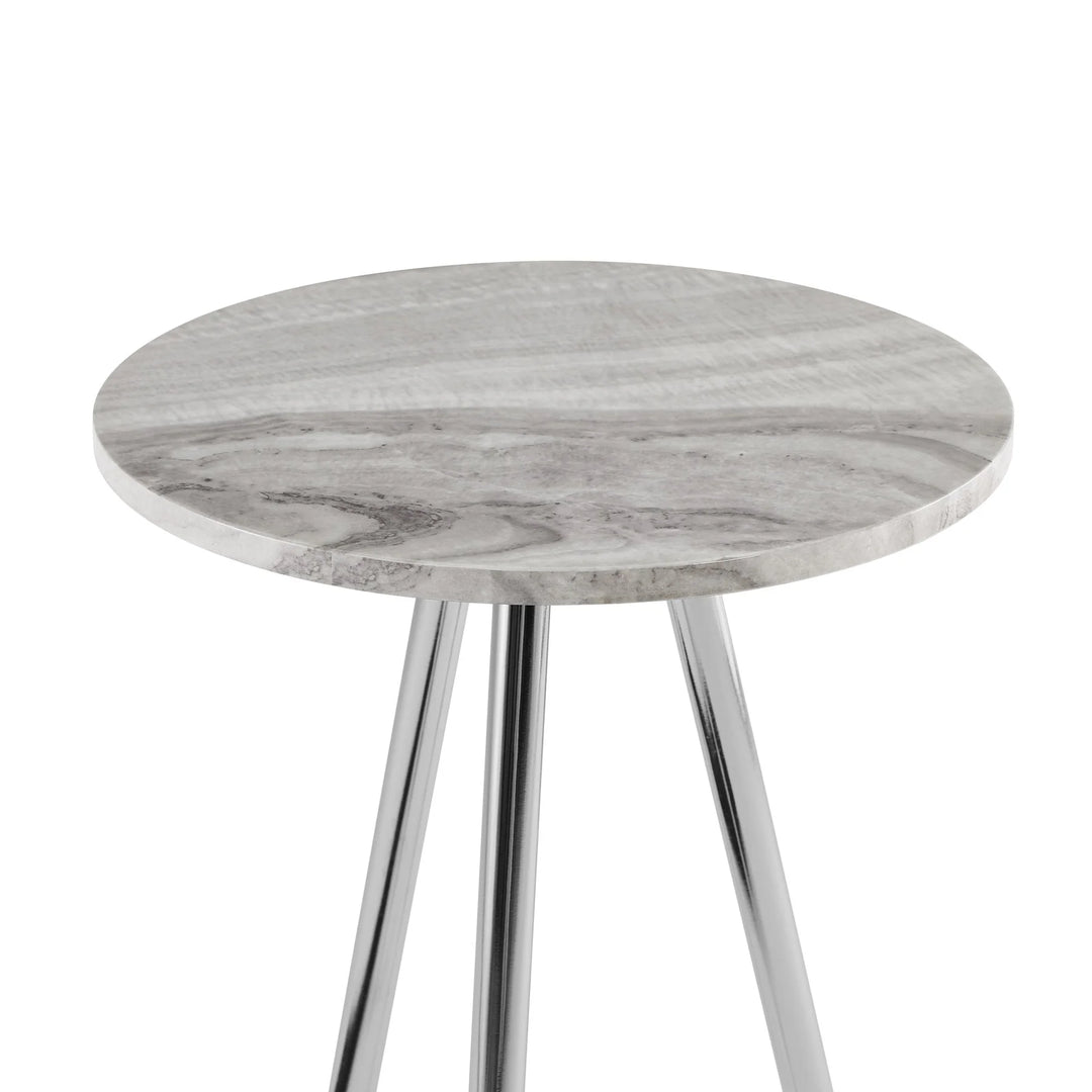 3 Leg Glam Side Table Grey Marble/Chrome Silvijn