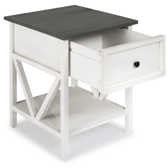 Wood Side Table Grey/White Vivenne
