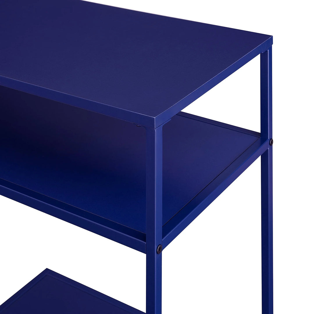 Console Table with Tiered Shelves Blue Edingo