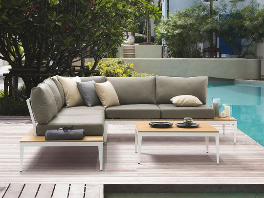 5 Seater Aluminium Garden Corner Sofa Set Grey Positano