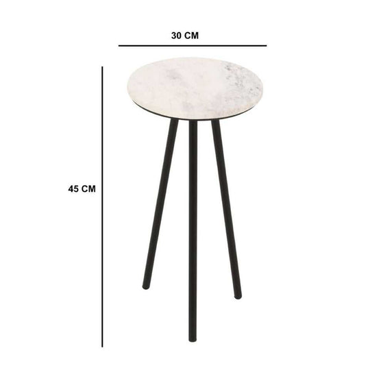 White Marble Top & Metal Legs Side Table Opal