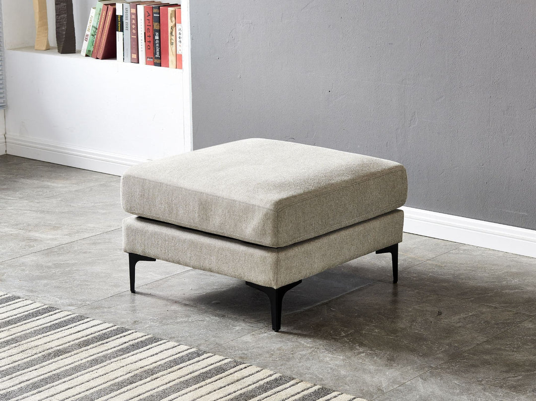 3 Seater Grey Fabric Sofa with Ottoman Alzenia