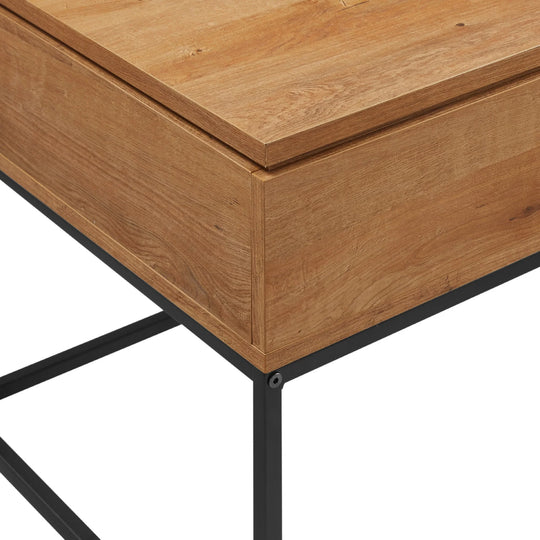 Wood and Metal Lift Top Coffee Table English Oak Weddel