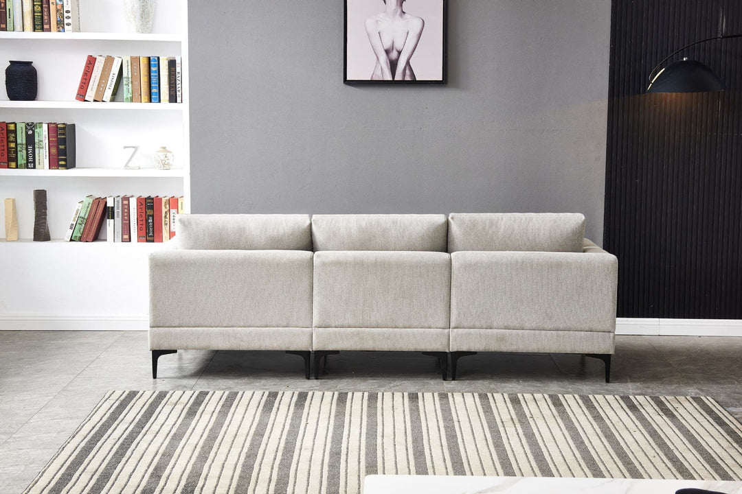 3 Seater Grey Fabric Sofa Alzenia