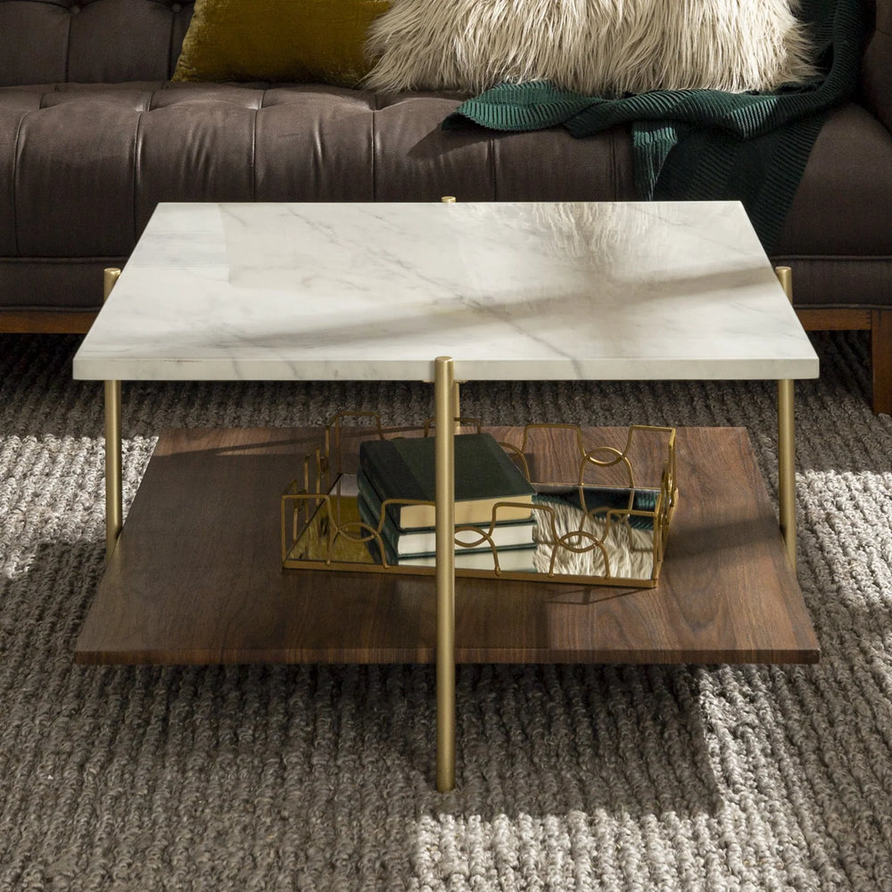 Square Coffee Table Faux Marble Wynny