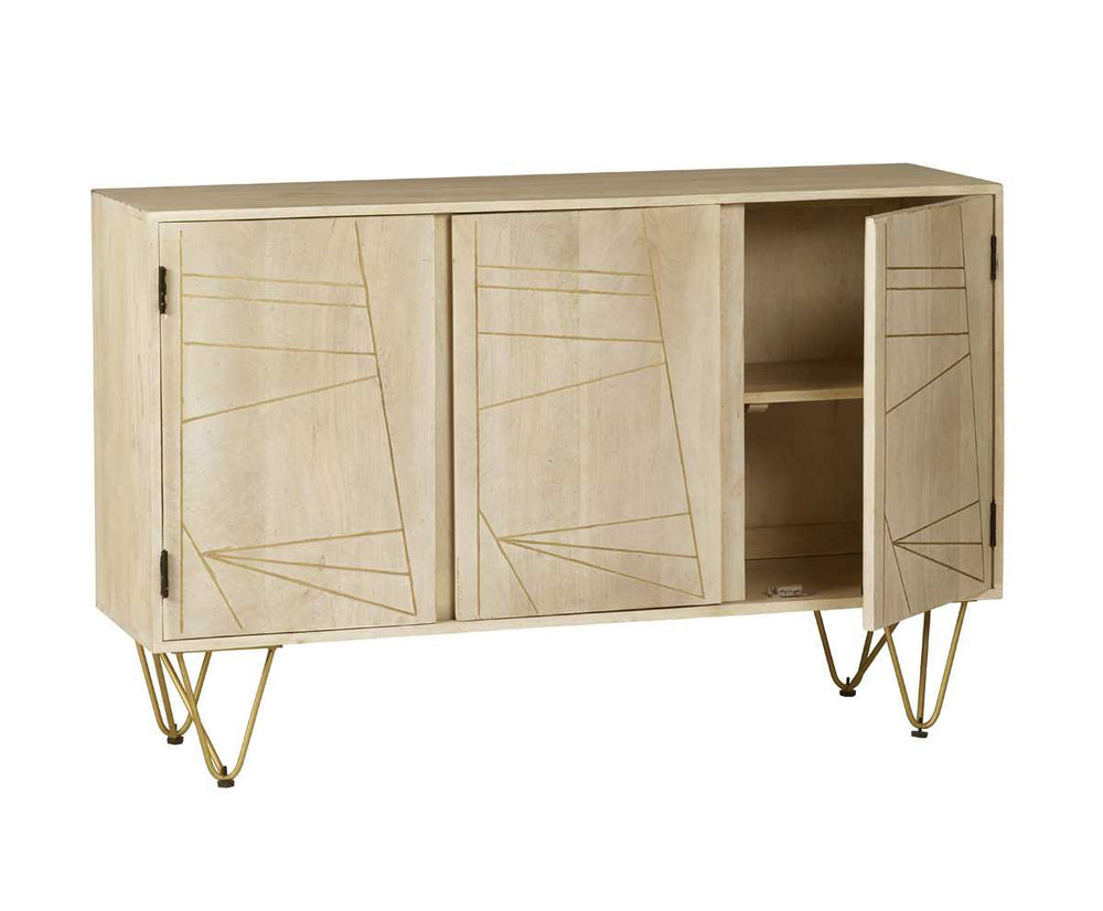 Large Sideboard 3 Doors Light Gold