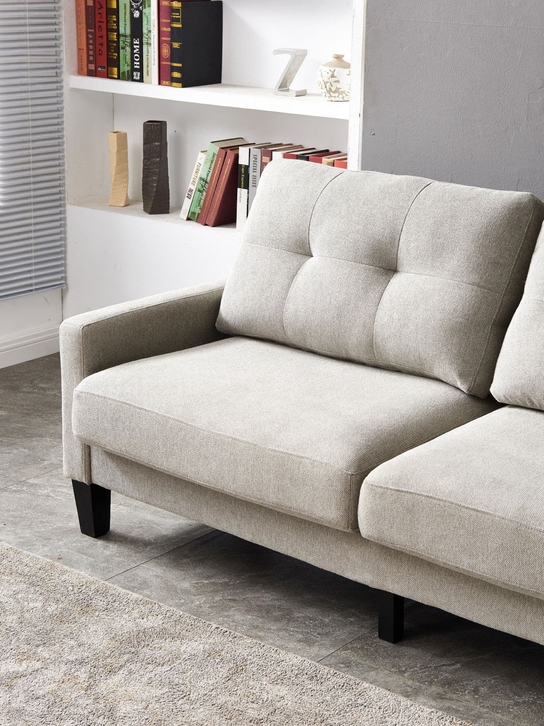 2 Seater Grey Fabric Sofa Barnetta