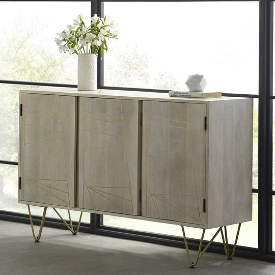 Large Sideboard 3 Doors Light Gold