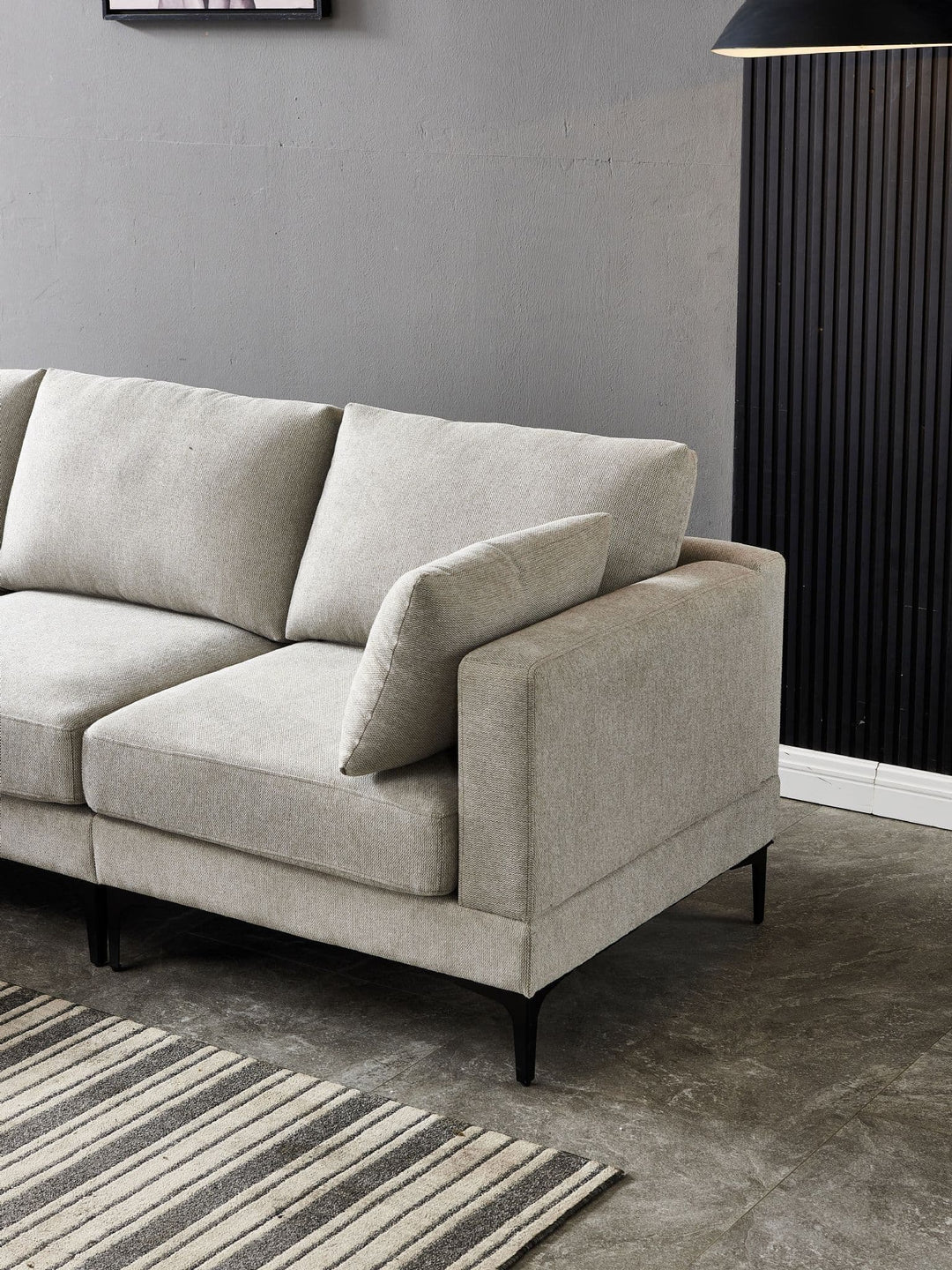 3 Seater Grey Fabric Sofa Alzenia