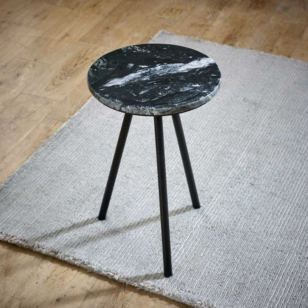 Black Marble Top & Metal Legs Side Table Opal