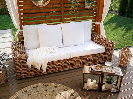 3 Seater Rattan Garden Sofa Natural Forli