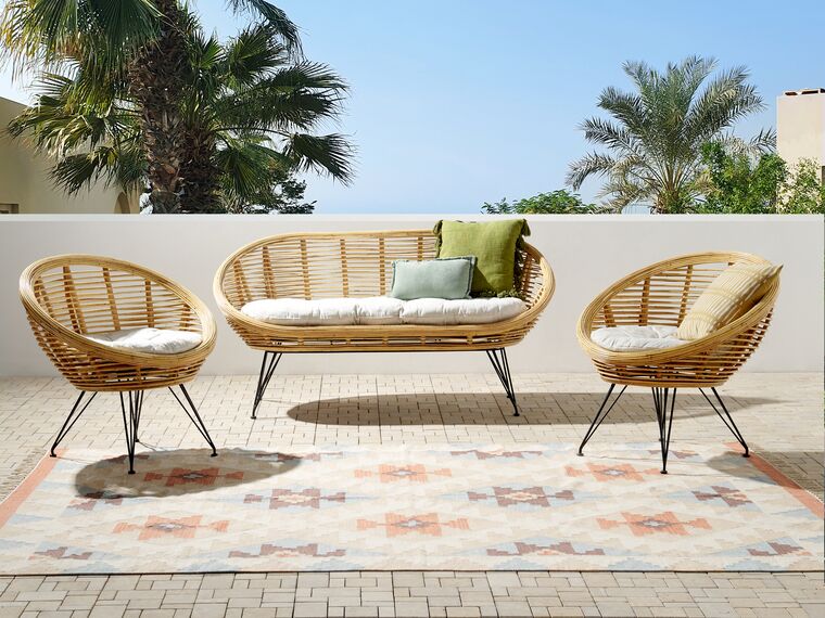 4 Seater Rattan Sofa Set Natural Maratea