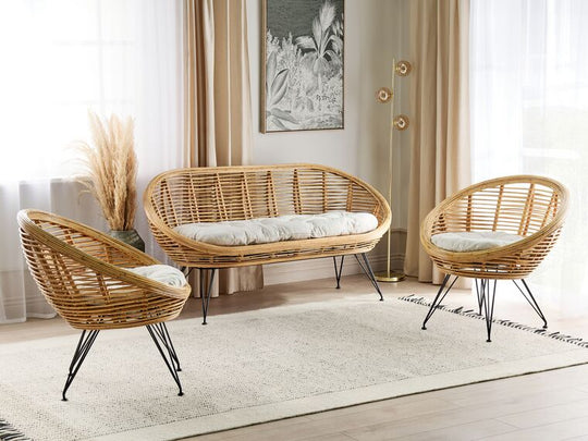 4 Seater Rattan Sofa Set Natural Maratea