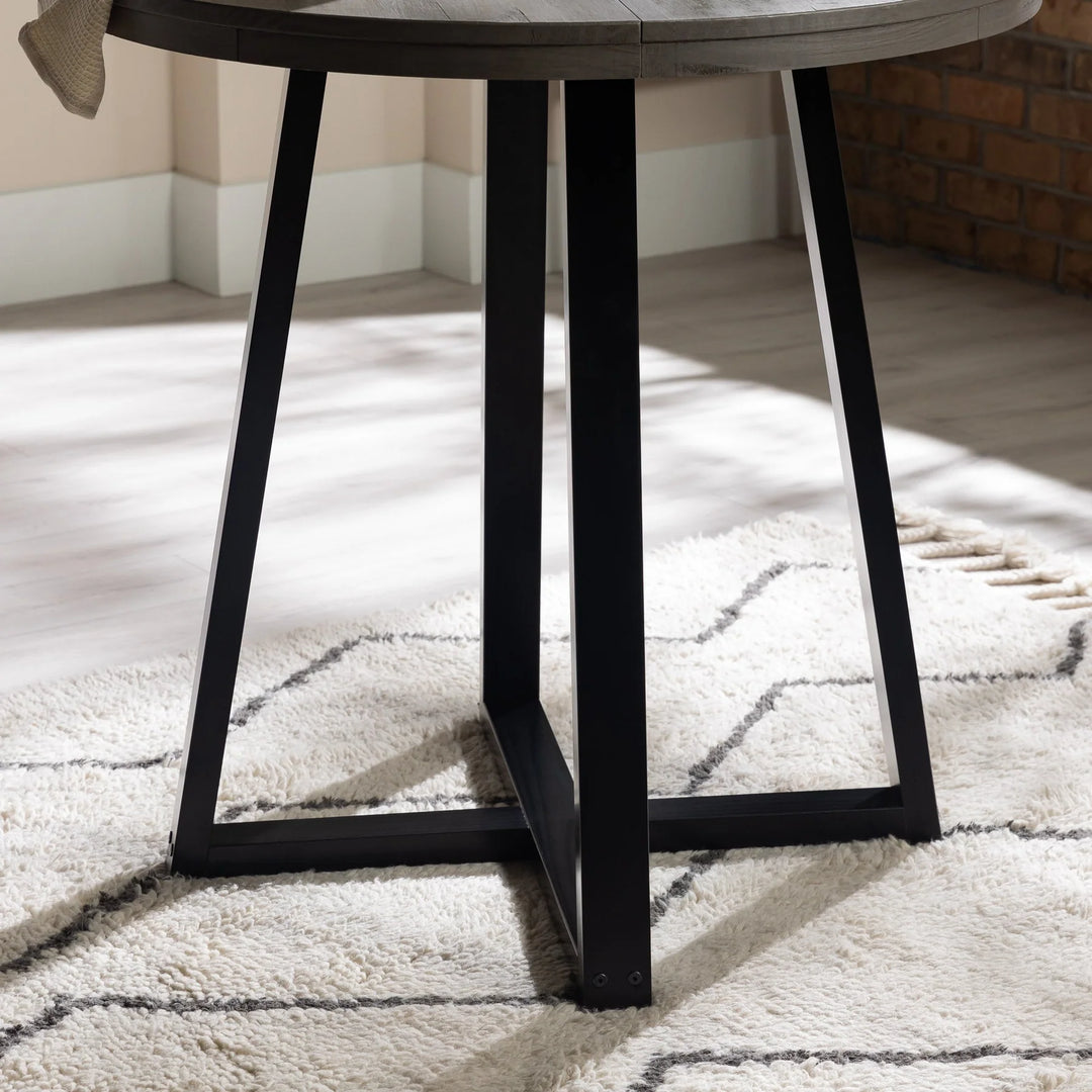 Wood Round Gray Dining Table Alayna